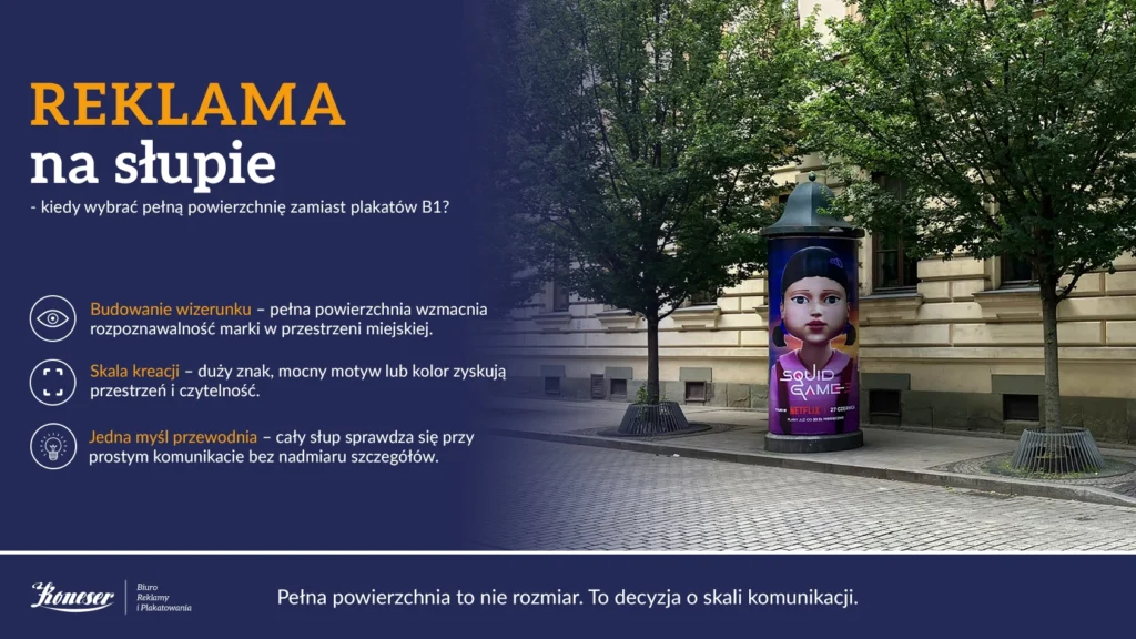 Reklama na słupie reklamowym w Krakowie